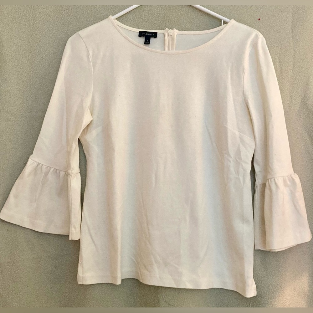 Talbots Elegant Cream Top with Bell Sleeves Size S